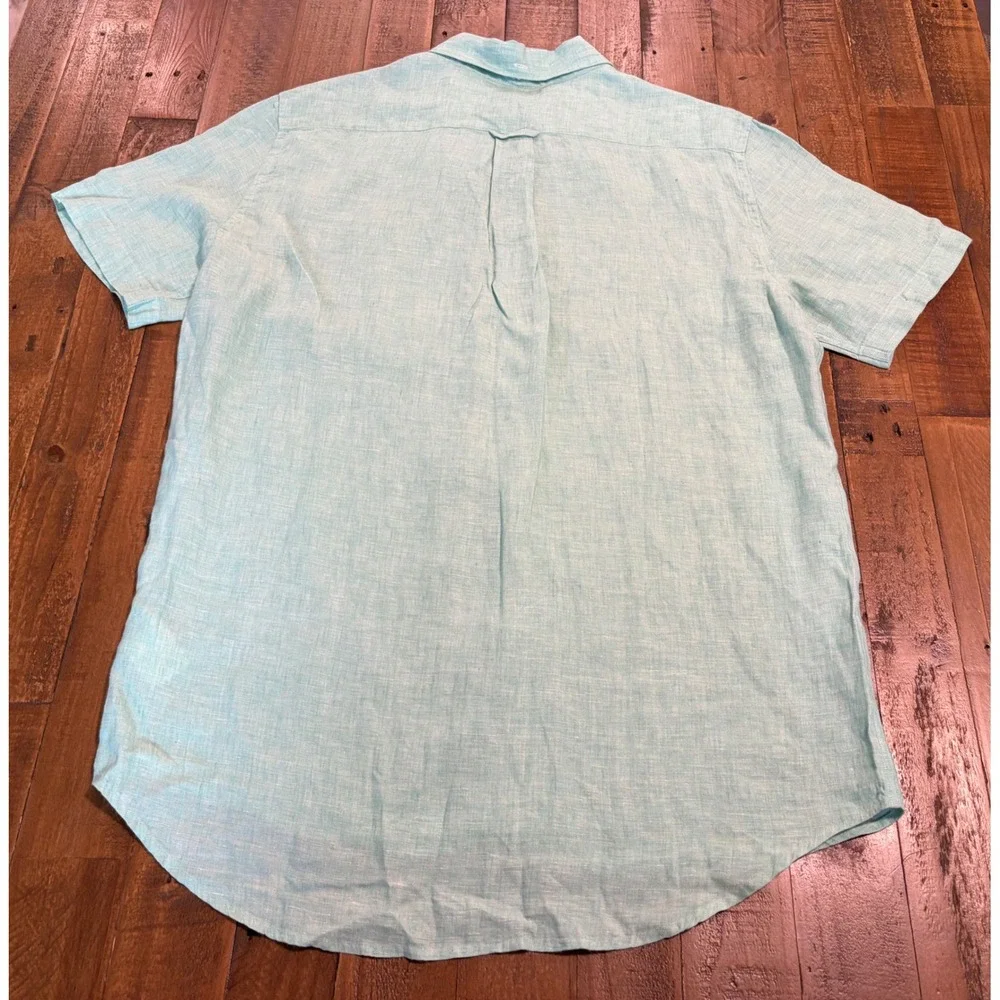 Gant Mens Regular Fit Linen Short Sleeve Button Down Shirt Green Large 3040621 - Picture 3 of 11